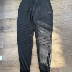 PINK Victoria's Secret Black Joggers with Gold Accent